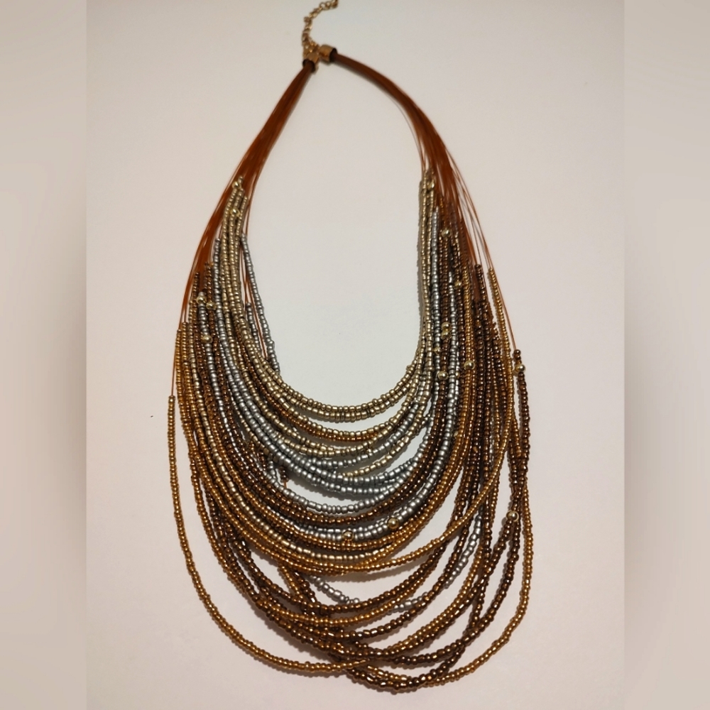 Multi strand multi colored beaded necklace